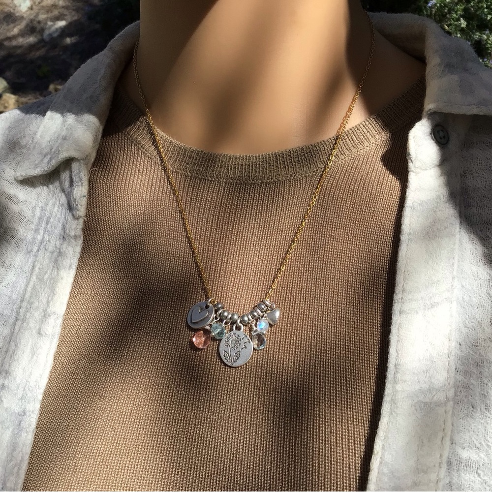 Sundance Charm dandelion heart gemstone Necklace - Picture 5 of 15